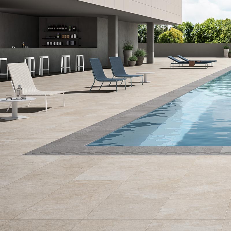 Lea Ceramiche Waterfall Ivory Flow Terrassenplatte 45 x 90 cm