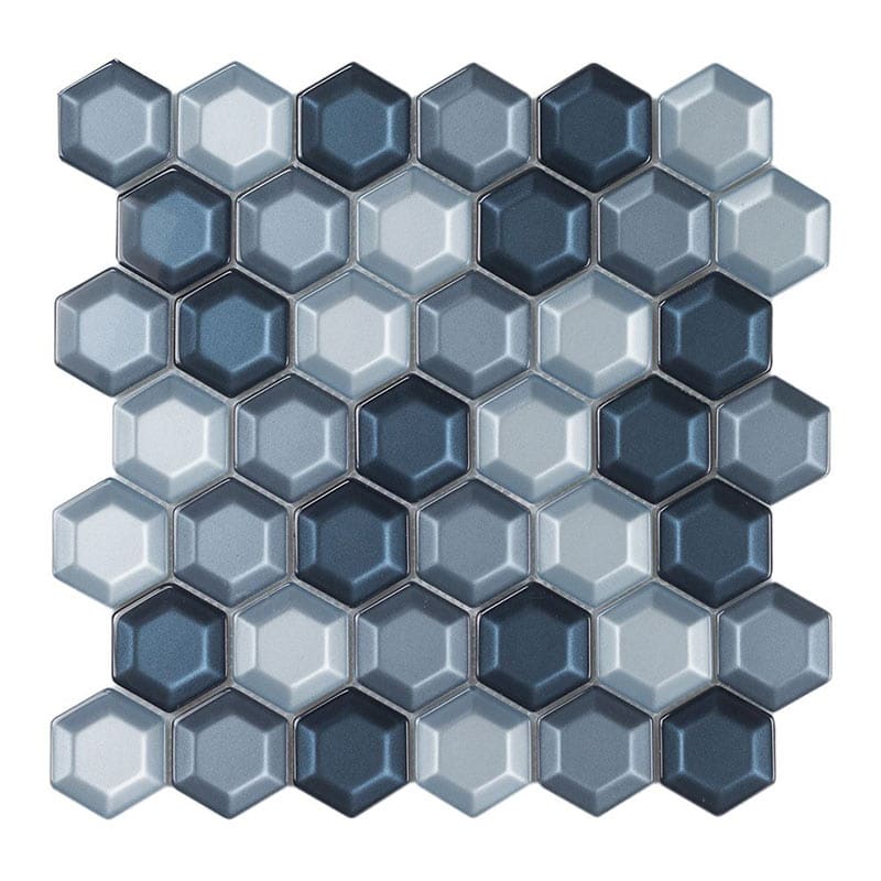 Bisello-2 blu 4,8 x 4,8 cm Sechseck Mosaikfliesen