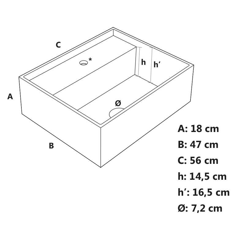 Aufsatzbecken Neo Frame 47 x 56 x 18 cm