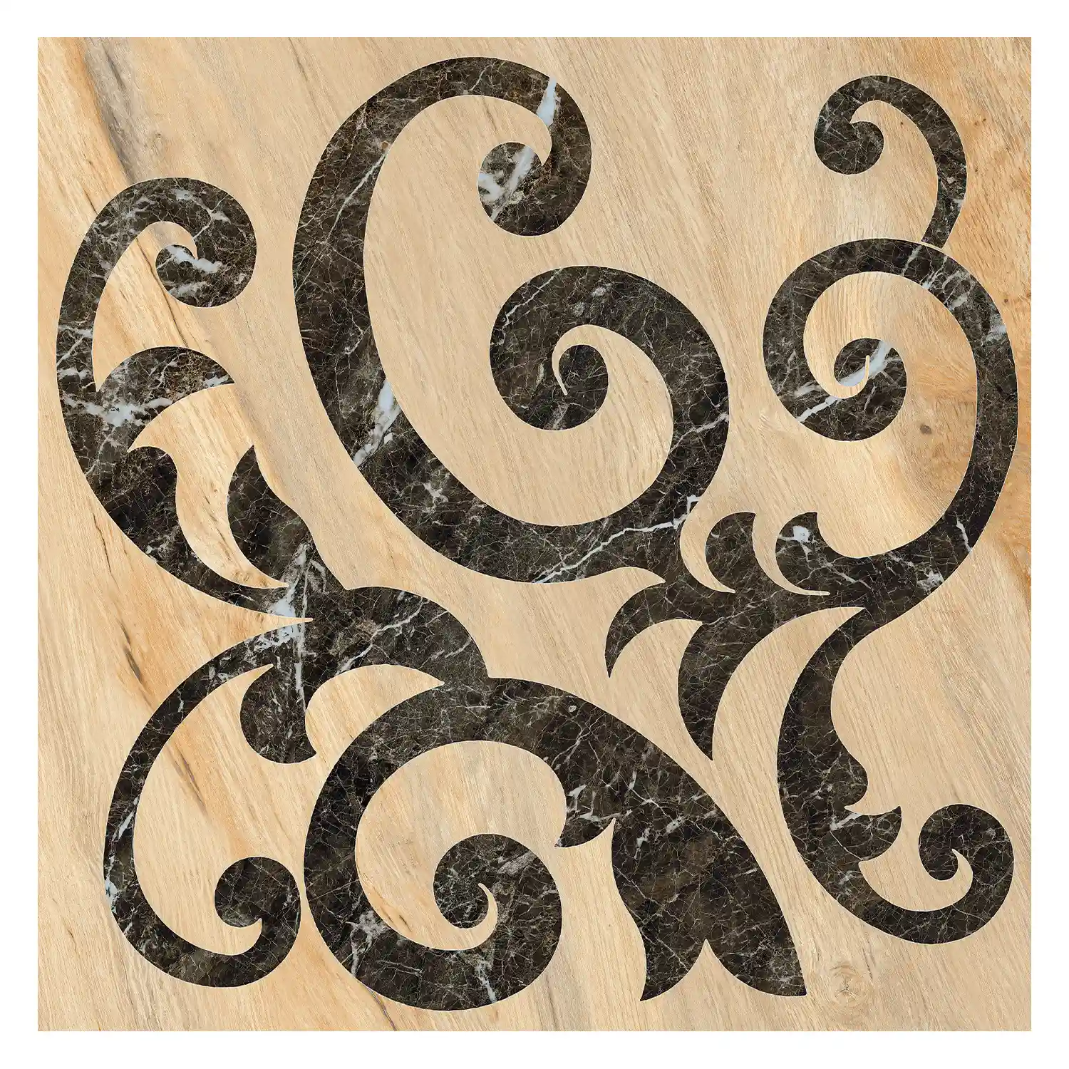 Marmoroptik Dekor Intarsio Mix St Laurent Tabacco 60 x 60 cm