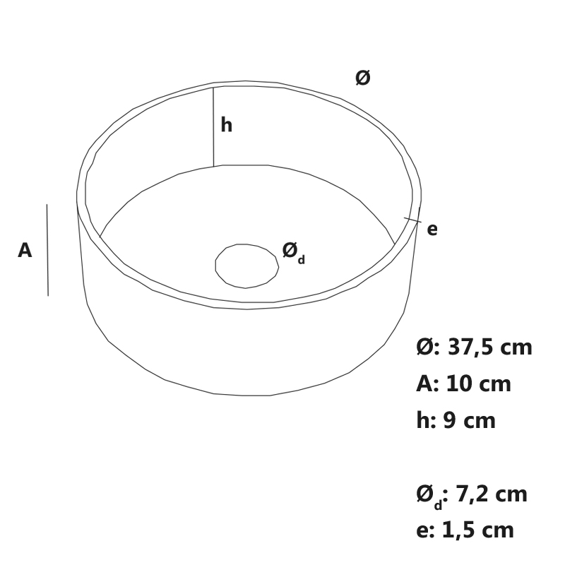 Aufsatzbecken Neo Crono Recto 37,5 x 10 cm