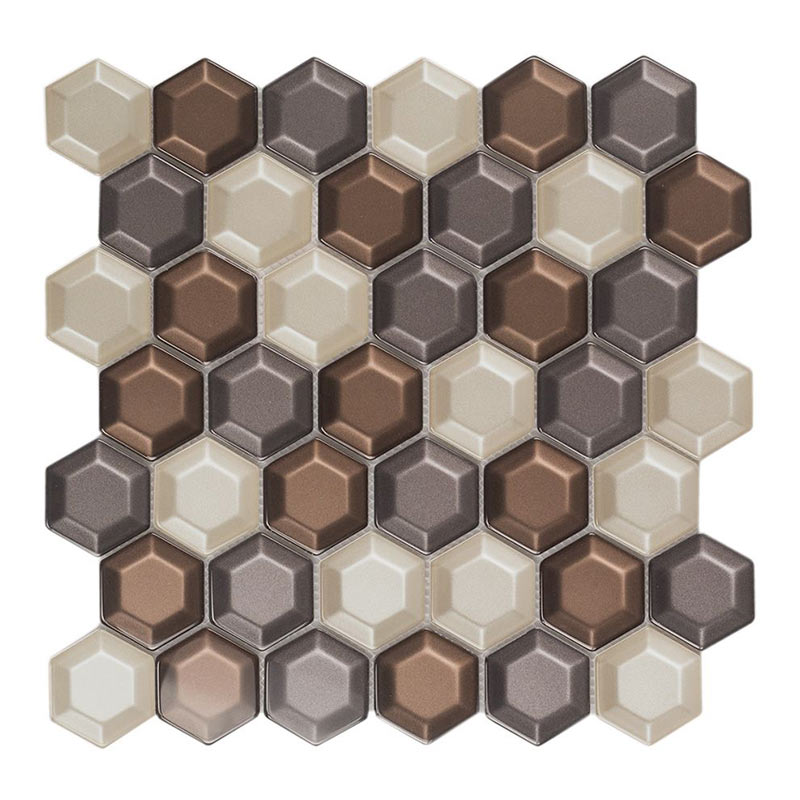 Bisello-3 bronzo 4,8 x 4,8 cm Sechseck Mosaikfliesen