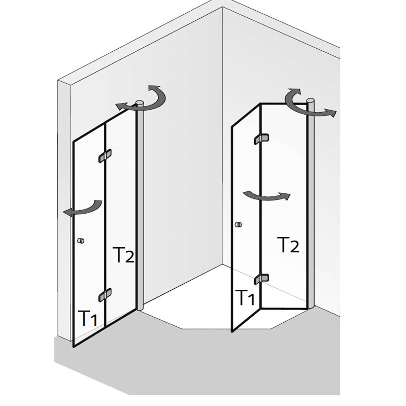 HSK Exklusiv Drehfalttür Fünfeckdusche 90 cm