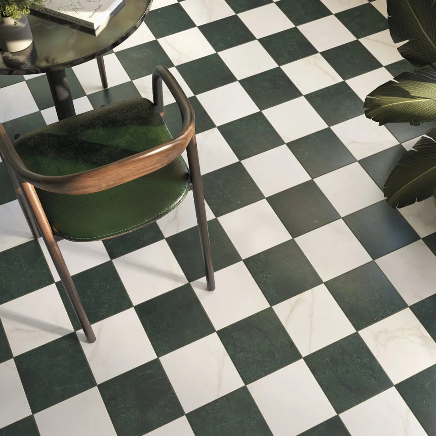 Schachbrett Fliese Chess Diamond Weiß 20 x 20 cm