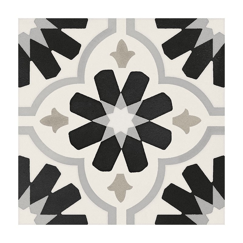 Casa Collection Etnic C Black White 20 x 20 cm Musterfliese