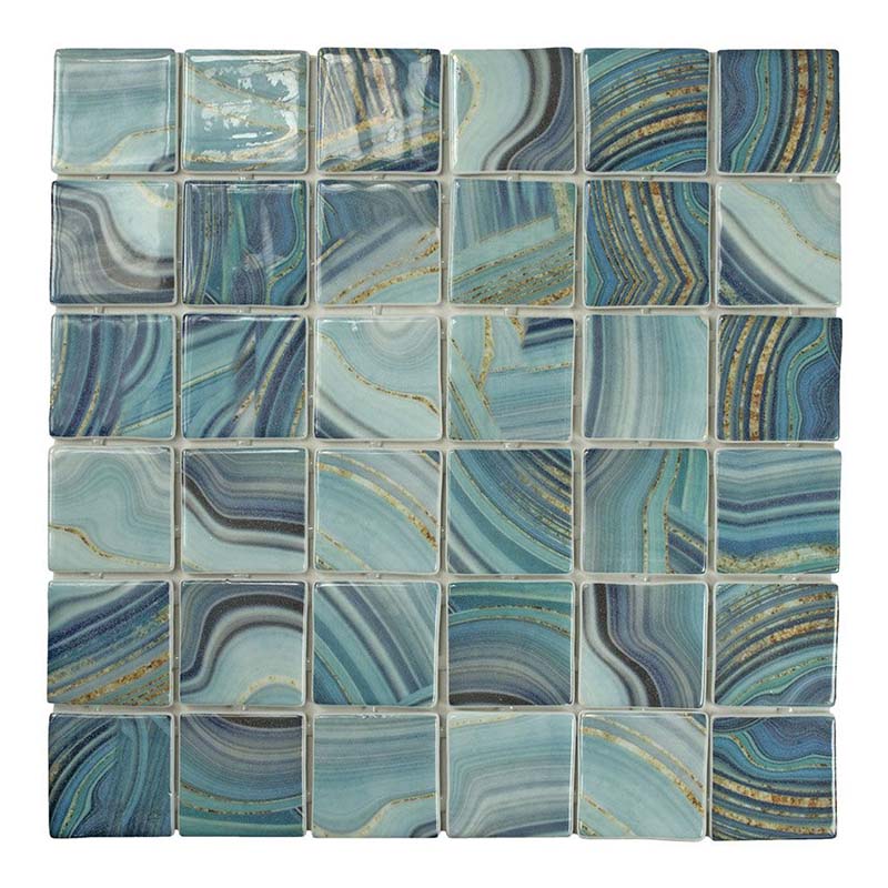 Mosaikfliesen Agata-3 Verde glänzend 5 x 5 cm