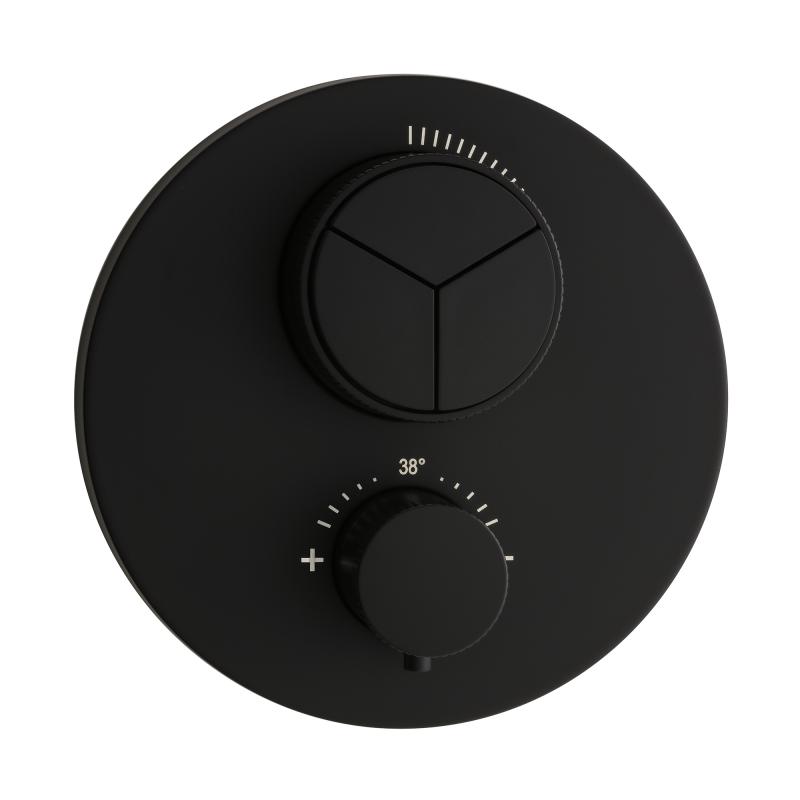 Herzbach Push Round Deep Black Thermostat 3 Verbraucher