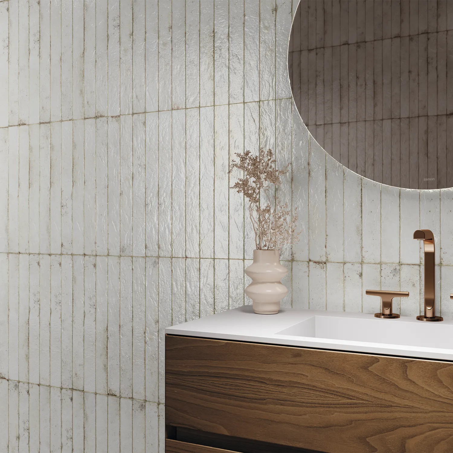Wandfliese Brick Genesi White 4,8 x 45 cm