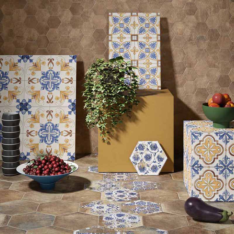 Cotto Bodenfliese Etrusche Decoro A 20,3 x 20,3 cm
