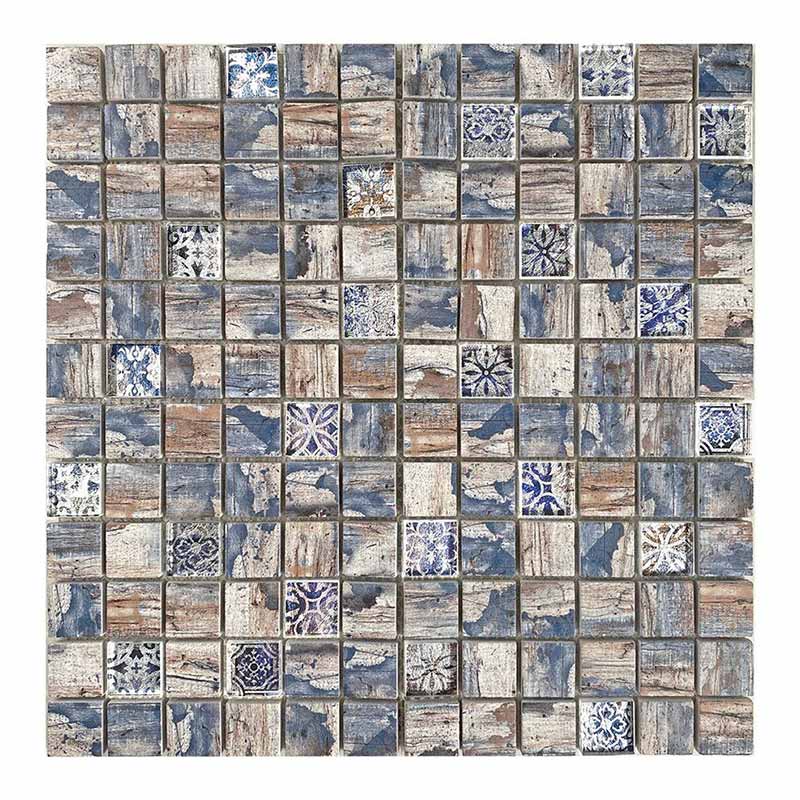 Mini Shabby Chic-1 azul 2,3 x 2,3 cm Mosaikfliesen