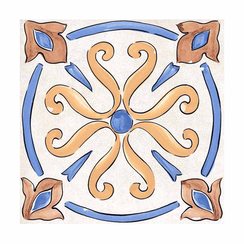 Cotto Bodenfliese Etrusche Decoro Mix 20,3 x 20,3 cm