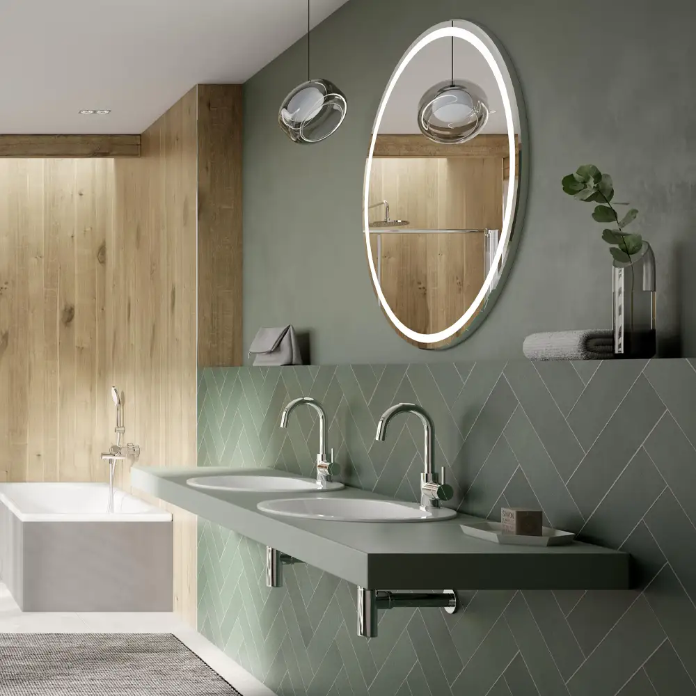 HSK RenoDeco Fotodruck Duschrückwand Fischgrät Grün