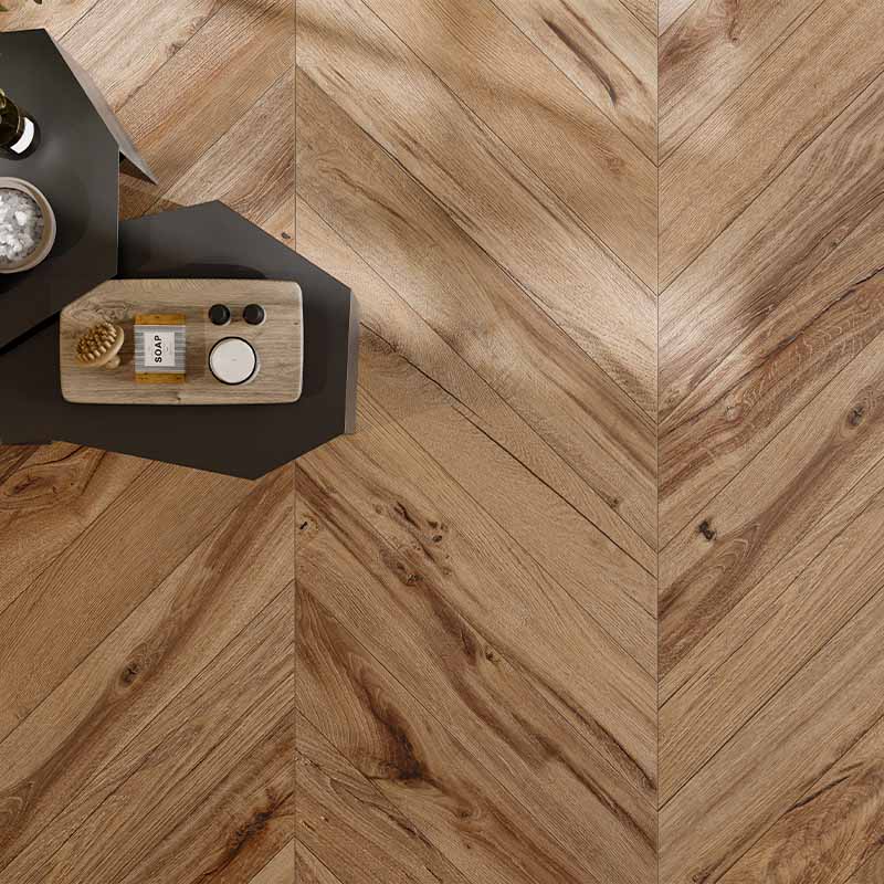 Chevron Herringbone Holzoptik Daring Nut 15 x 85 cm