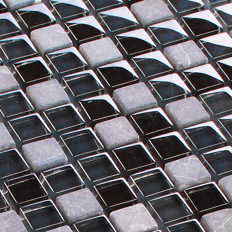 Glasmosaik Glass-Stone Black 15 x 15 x 8 mm