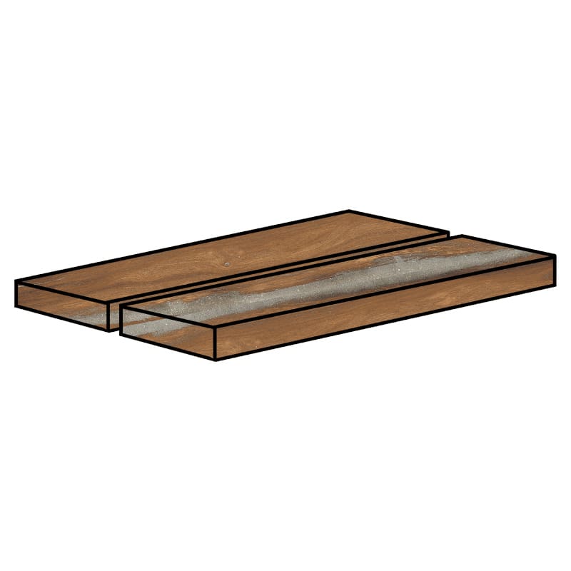 Rondine Infusion Nut 33 x 120 x 4 cm Eck-Stufenplatte SX Holzoptik