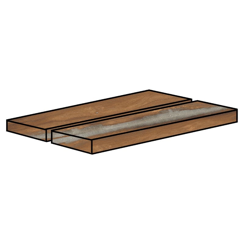 Rondine Infinity Nut 33 x 120 x 4 cm Eck-Stufenplatte SX Holzoptik