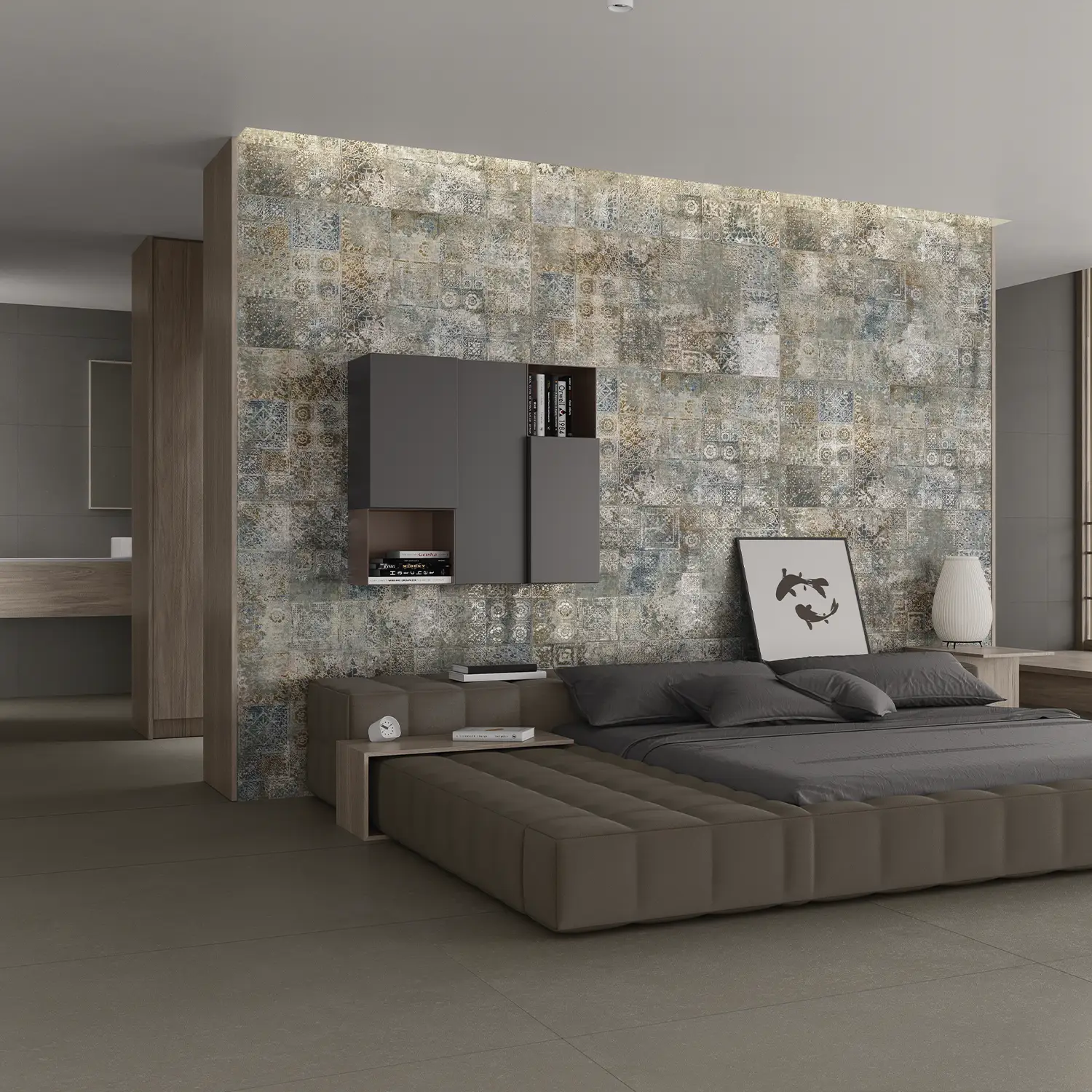 Steinoptik Bodenfliese Rift Greige 120 x 120 cm