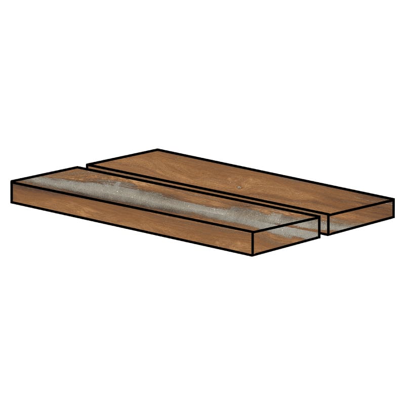 Rondine Infinity Nut 33 x 120 x 4 cm Eck-Stufenplatte DX Holzoptik