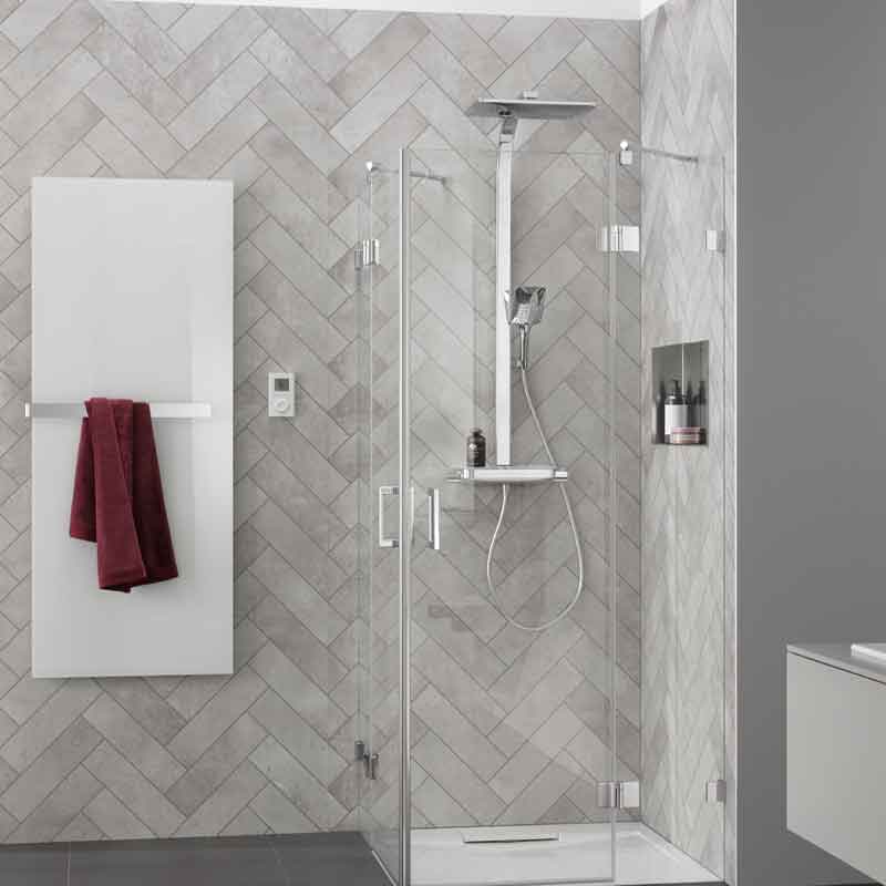 HSK RenoDeco Fotodruck Duschrückwand Fischgrät Grau S05
