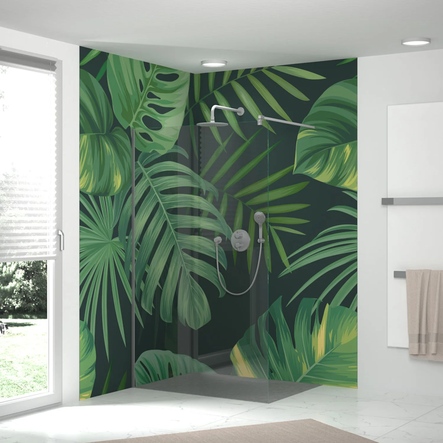 HSK RenoDeco Fotodruck Duschrückwand Tropenblätter Mostera
