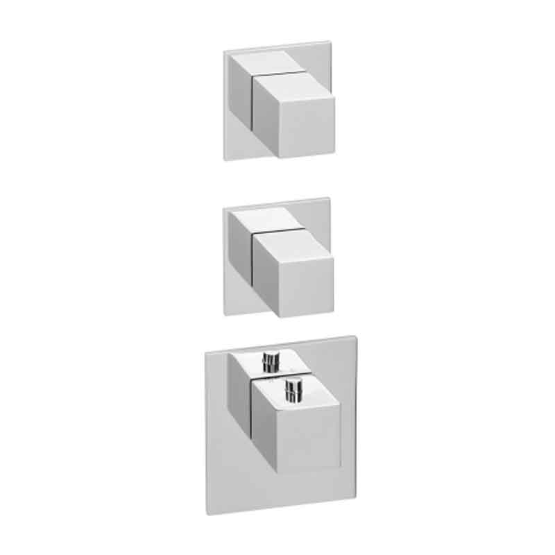 Herzbach Logic XL 2 Farbset für Universal-Thermostat-Modul eckige Griffe, 3 eckigen Metall-Armaturenblenden