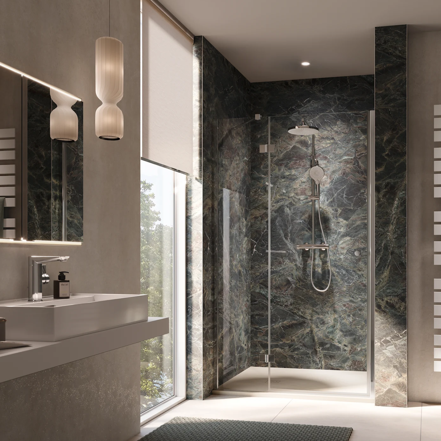 HSK RenoDeco Duschrückwand Marmor, Rovanto-Dunkelgrün