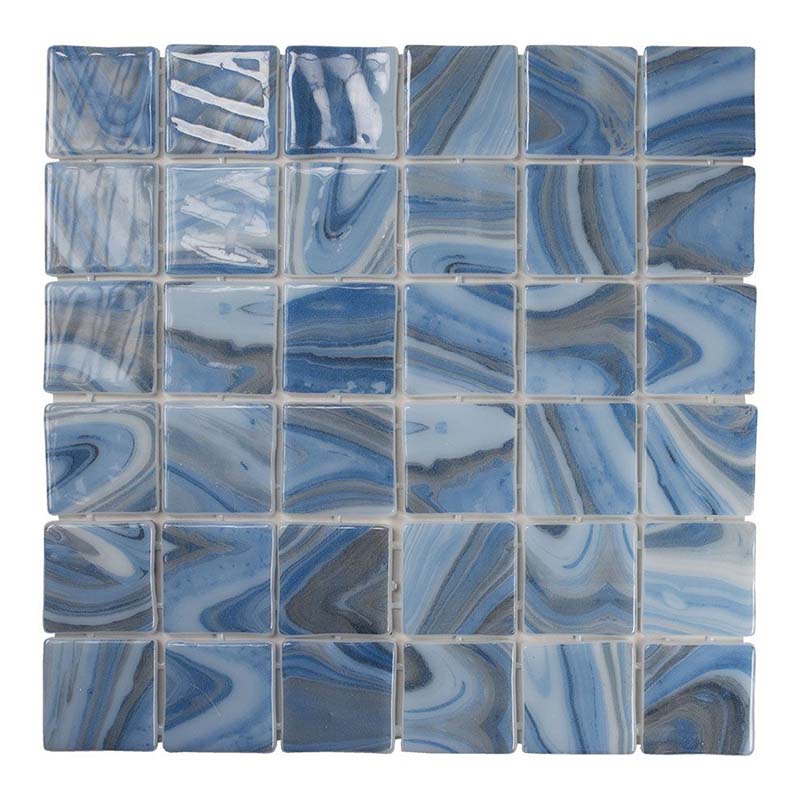 Mosaikfliesen Agata-2 Blu glänzend 5 x 5 cm