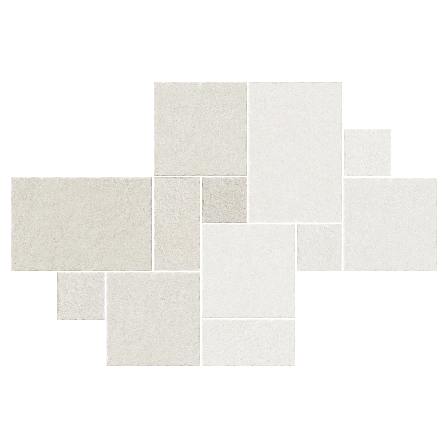 Steinoptik Fliese Sedimenti White Tumbled Römischer Verband