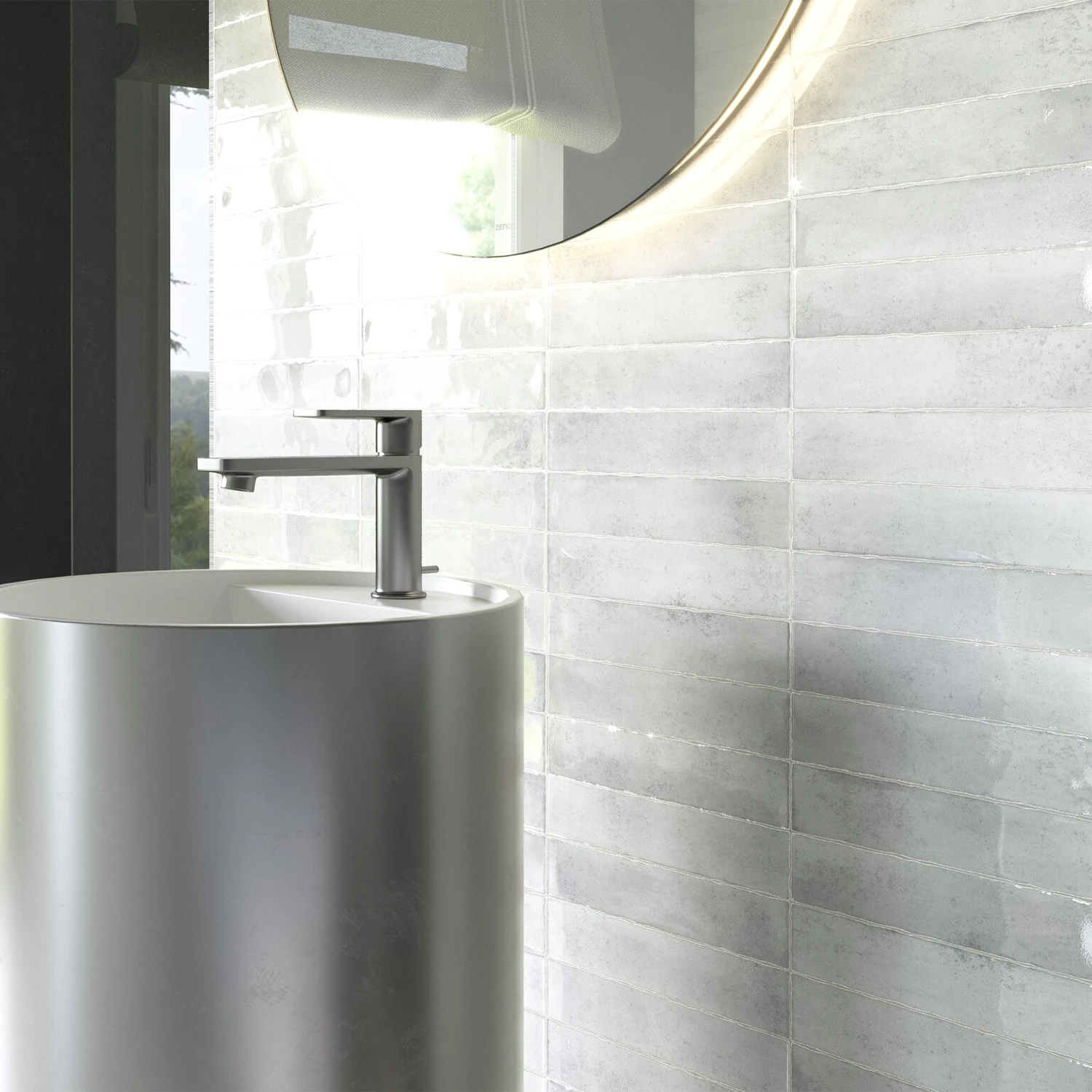 Wandfliese Brick Kalon White 5 x 25 cm