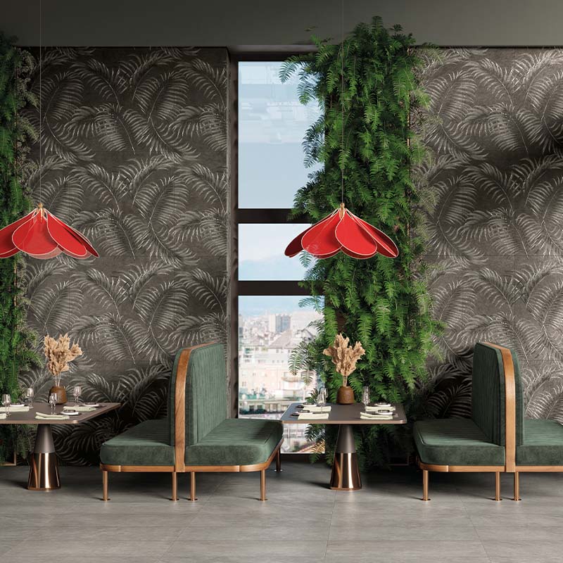 Cercom Absolute Stone Decoro Ferns Black Dekorfliesen Set