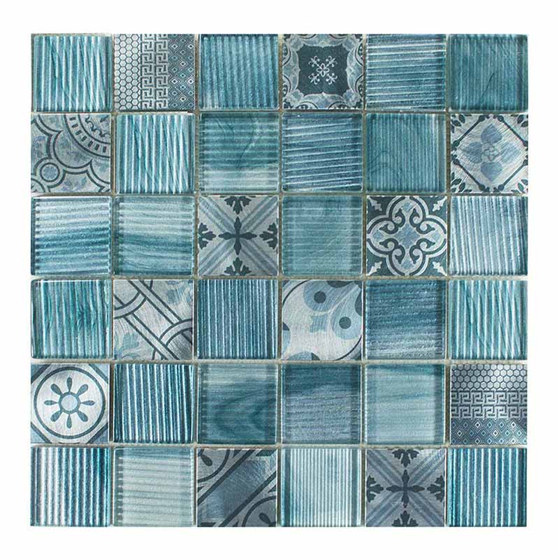 Noblesse-2 azzurro 4,8 x 4,8 cm Mosaikfliesen