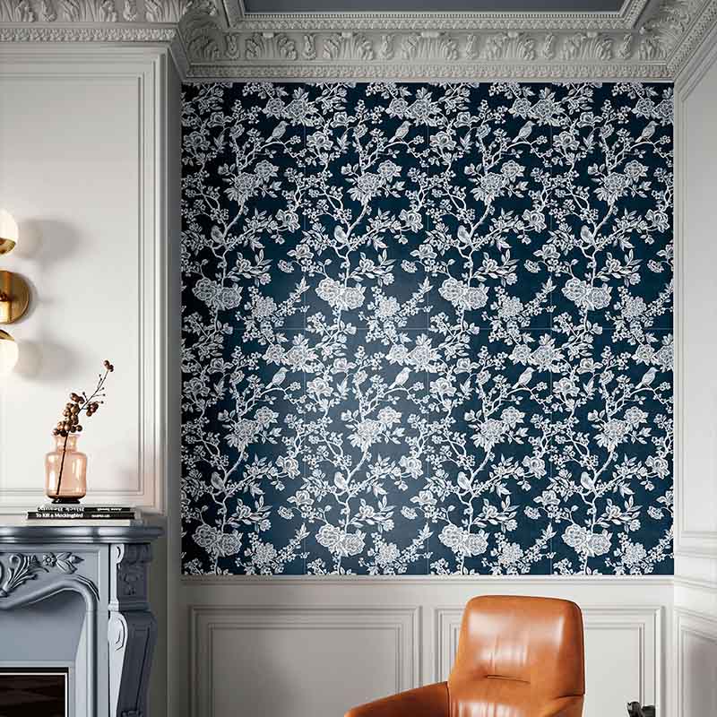 Dekorfliese CIR Chromagic Floral Blue 60 x 120 cm