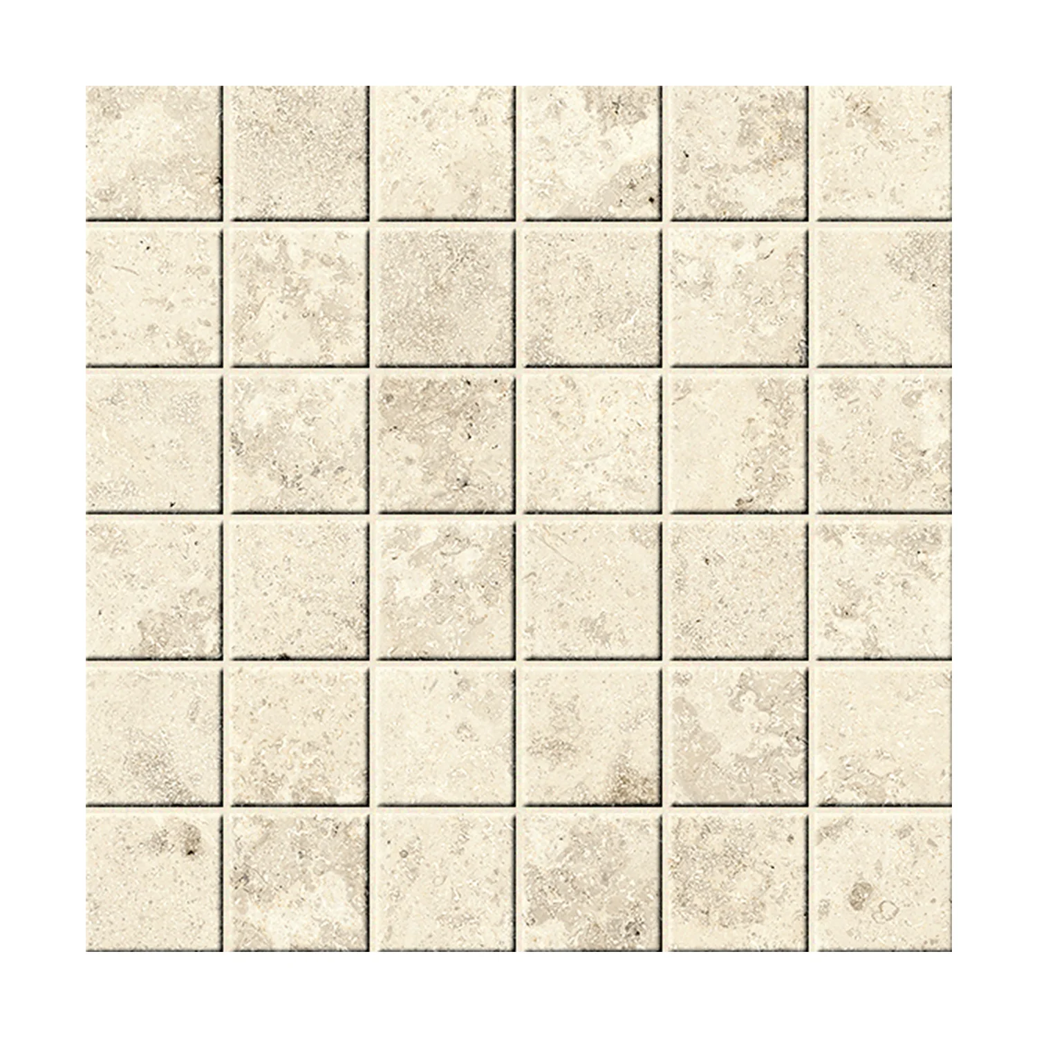 Steinoptik Mosaikfliesen Jurassic Fossil Crema 3D 5 x 5 cm