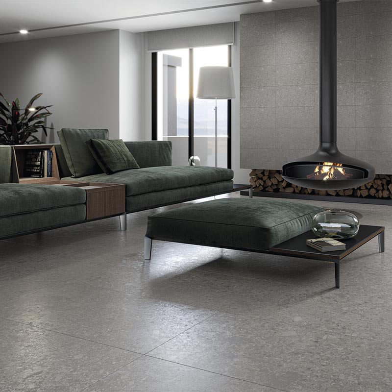 Terrazzo Optik Bodenfliese Reload Grey 60 x 120 cm