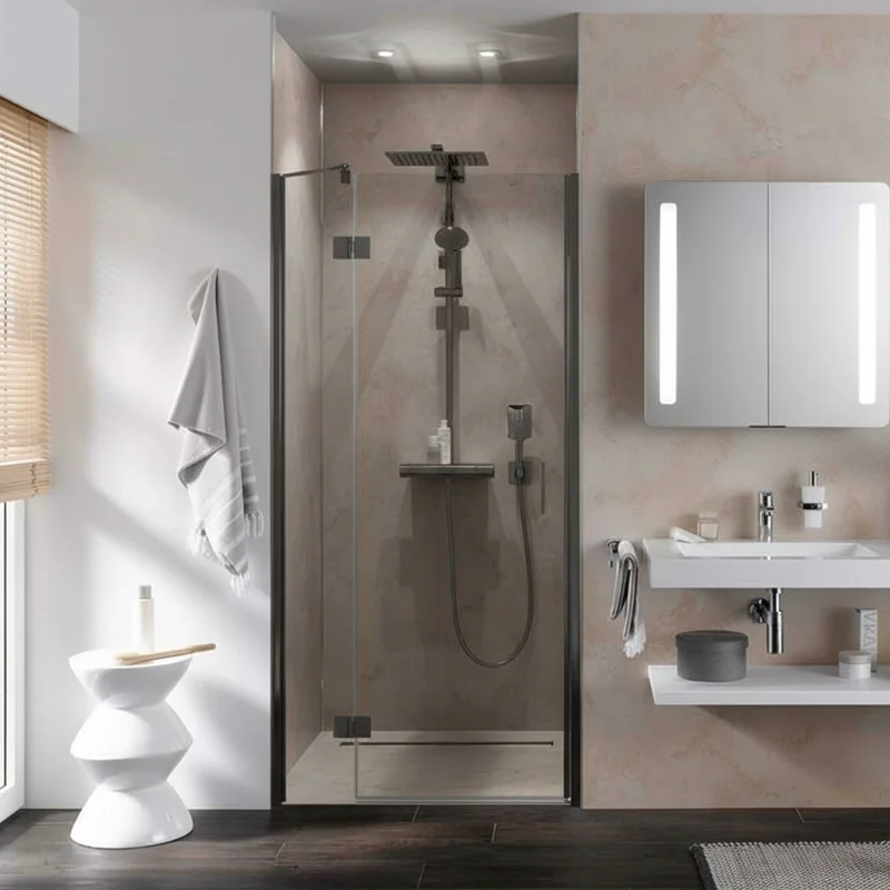 HSK Aperto Pro Drehtür pendelbar an Nebenteil in Nische