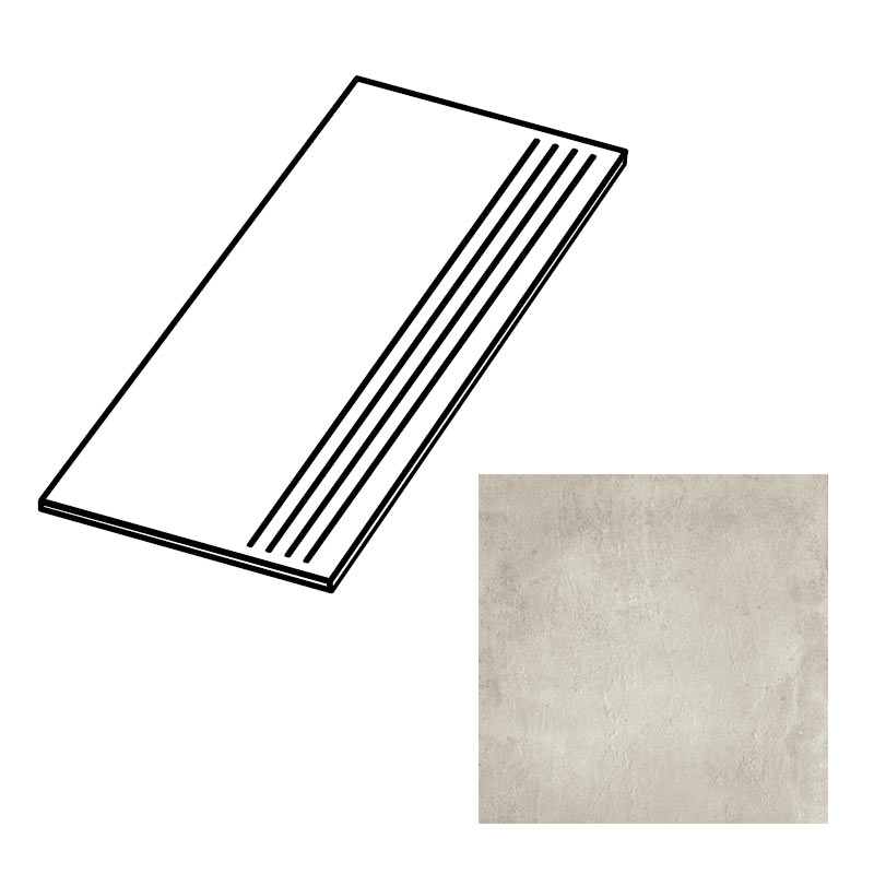 Cercom Gravity Greige Stufenplatte mit Rille 30 x 60 cm