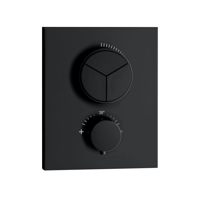 Herzbach Push Square Thermostat 3 Verbraucher schwarz matt