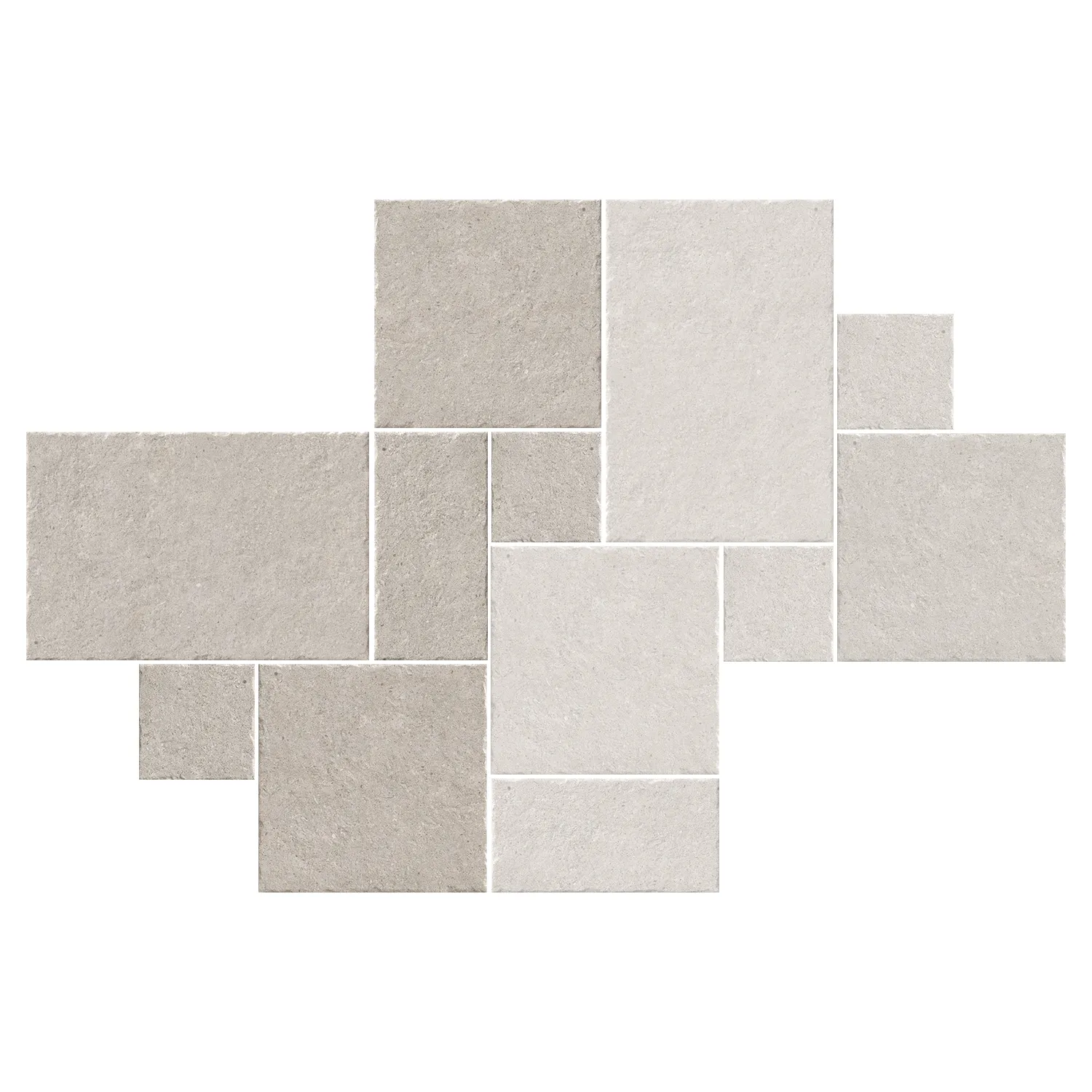 Steinoptik Fliese Sedimenti Grey Tumbled Römischer Verband
