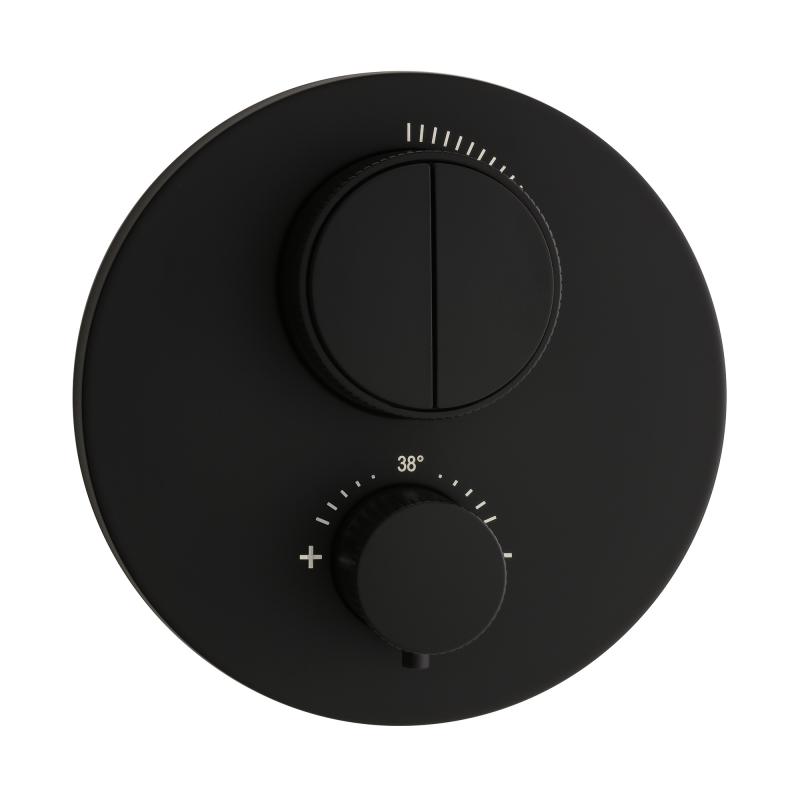 Herzbach Push Round Deep Black Thermostat 2 Verbraucher
