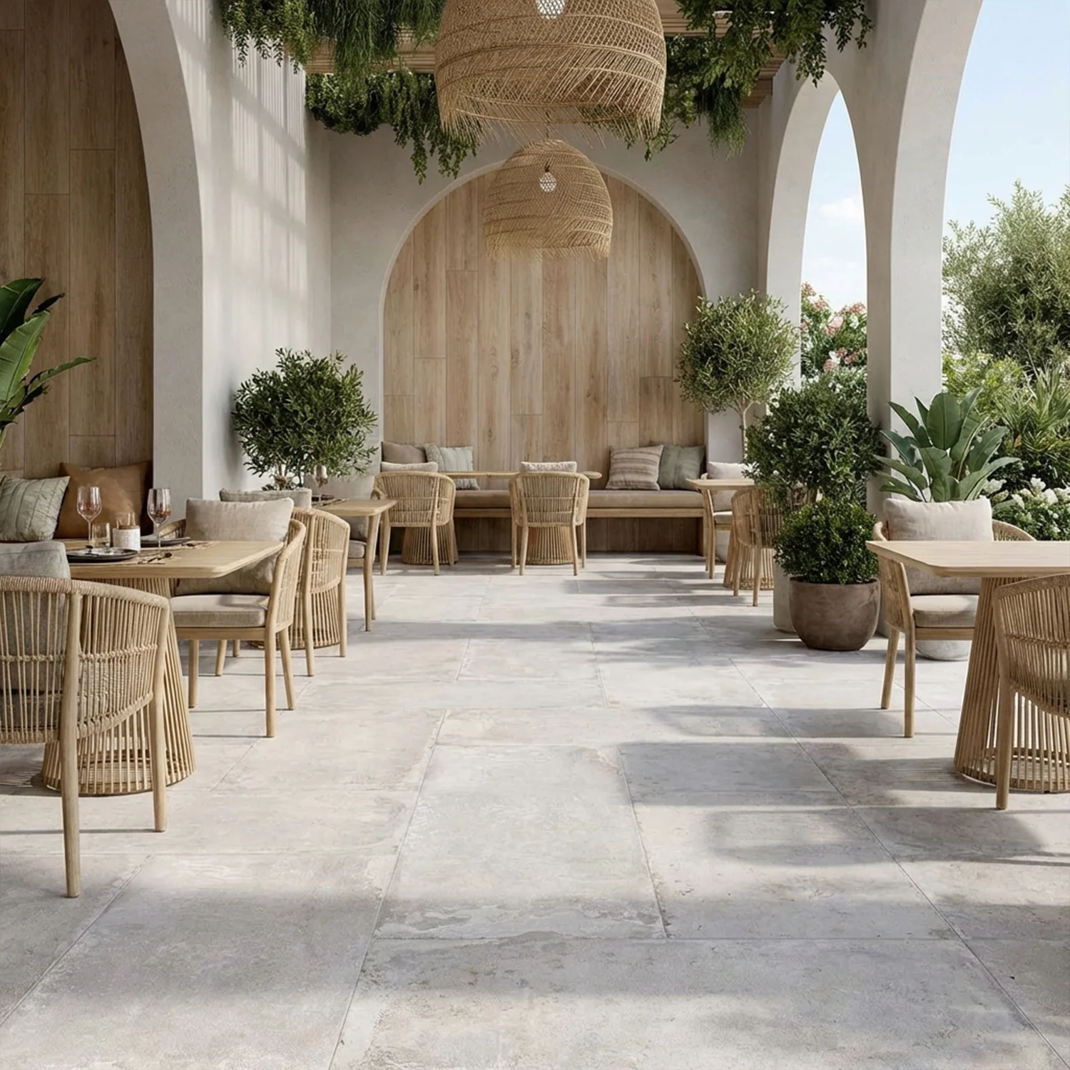 Steinoptik Terrassenplatte Windsor White 60 x 120 cm