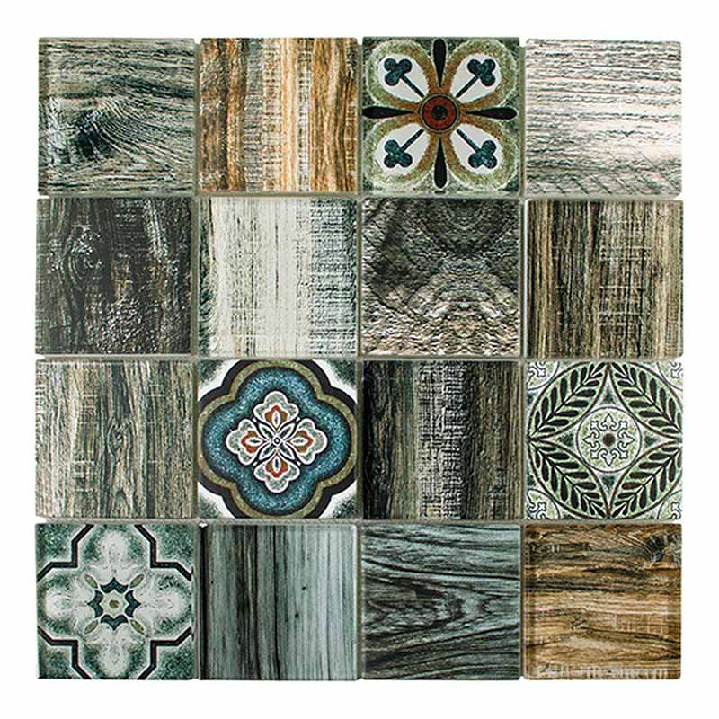 Casa BOSCO-2 verde/marrone 7,5 x 7,5 cm Mosaikfliesen