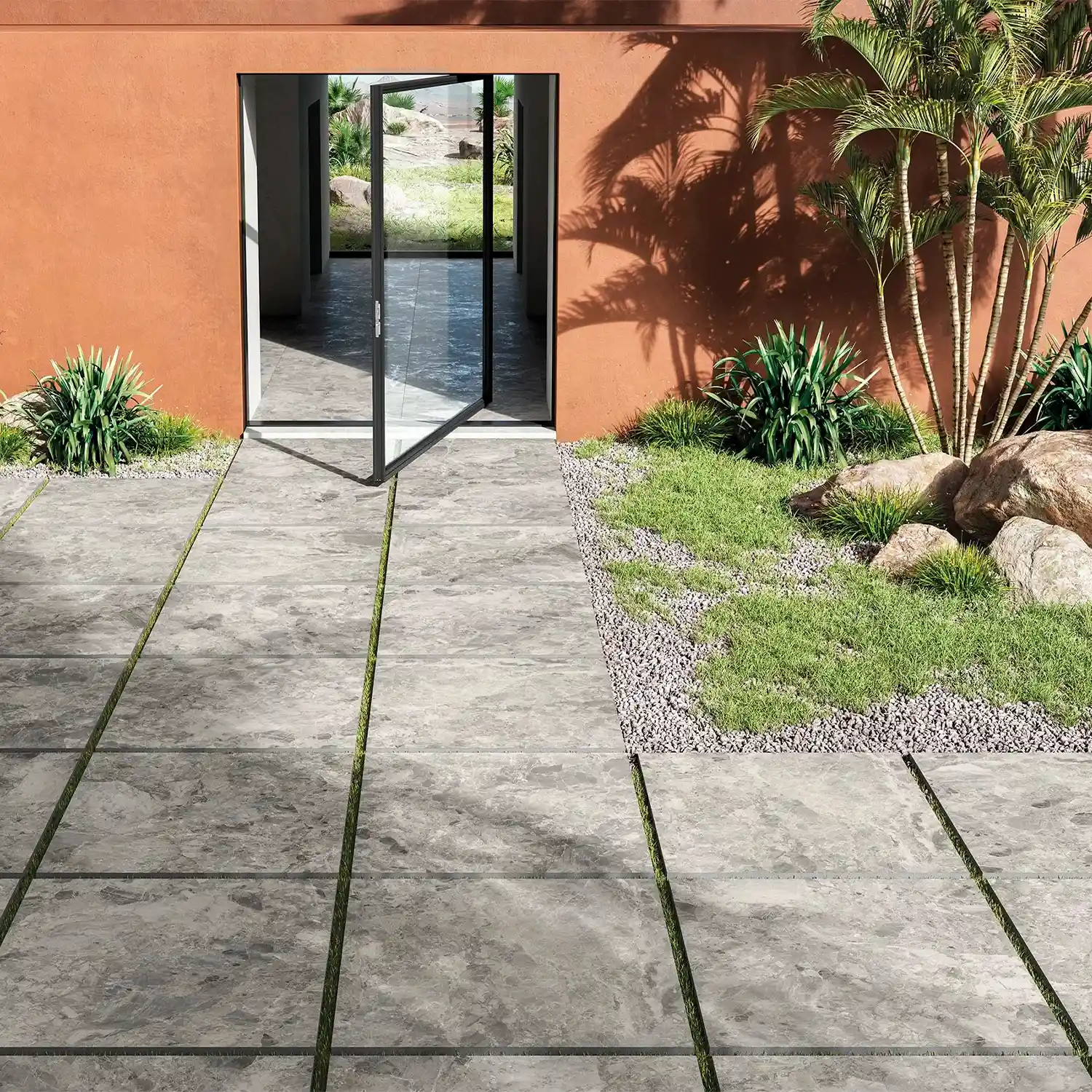 Steinoptik Terrassenplatte Mun Grey 90 x 90 cm