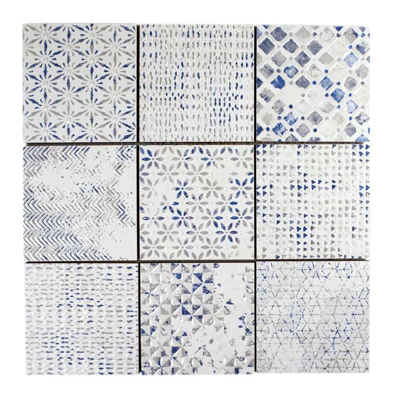 Casa Vintage-1 Azzurro 10 x 10 cm Mosaikfliesen