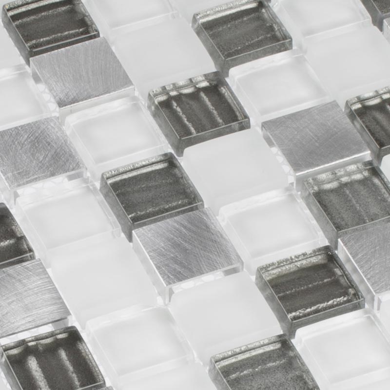 Glasmosaik Ice 2,3 x 2,3 cm mit Aluminium