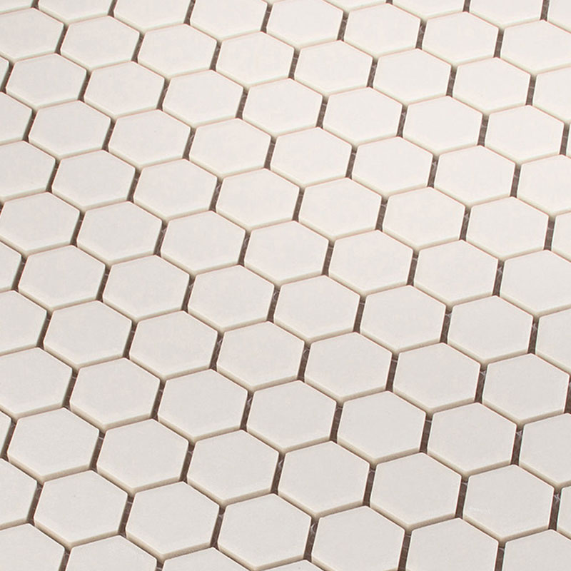 Hexagon Sechseck Mosaikfliesen 2,3 x 2,6 cm Weiß unglasiert