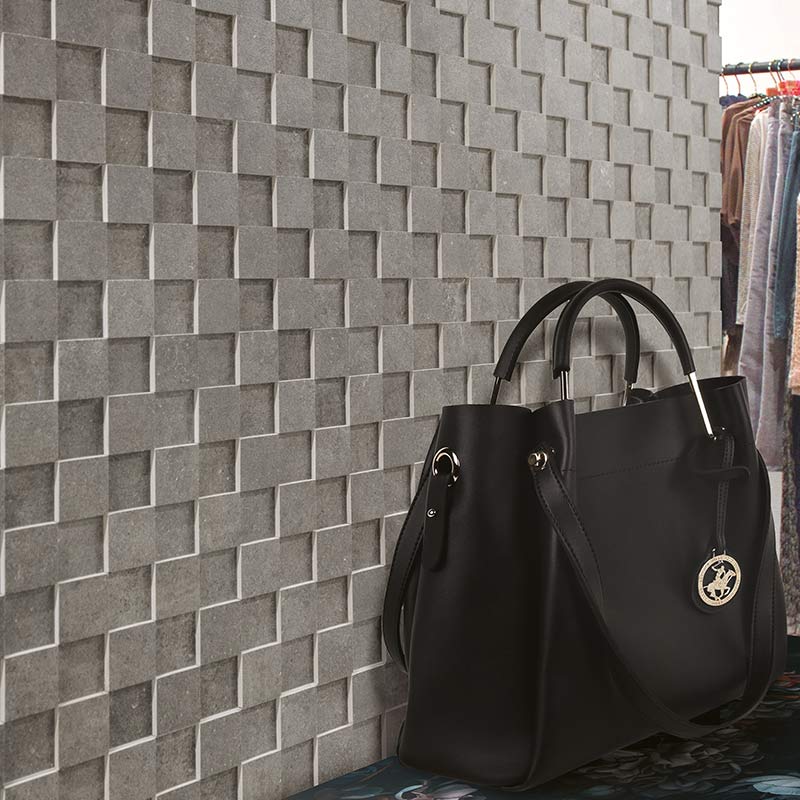 Cercom Square Cube 3D Grey In 5 x 5 cm Mosaikfliesen