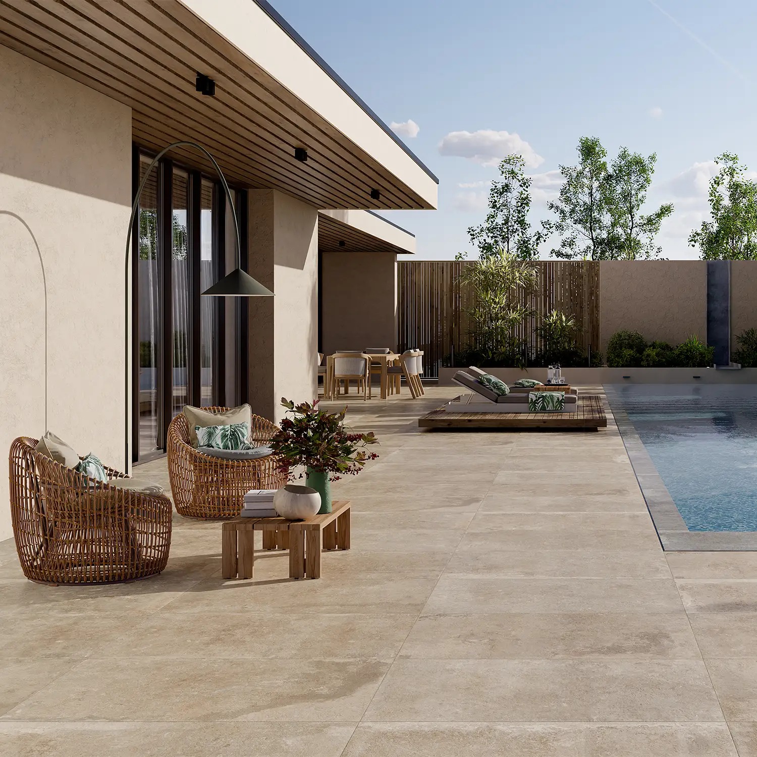 Steinoptik Terrassenplatte Windsor Beige 60 x 120 cm