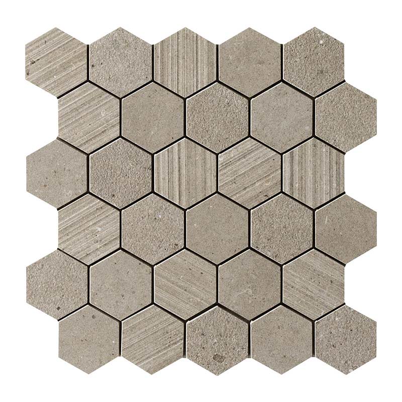 Italgraniti Silver Grain Taupe Mosaico Esagonetta Mix