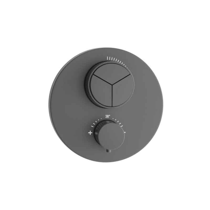 Herzbach Push Round Deep Grey Thermostat 3 Verbraucher