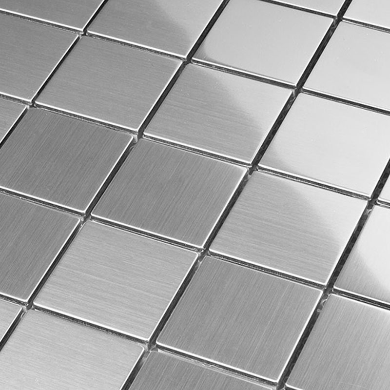 Acera Edelstahl Metall Mosaikfliesen Silber 4,8 x 4,8 cm